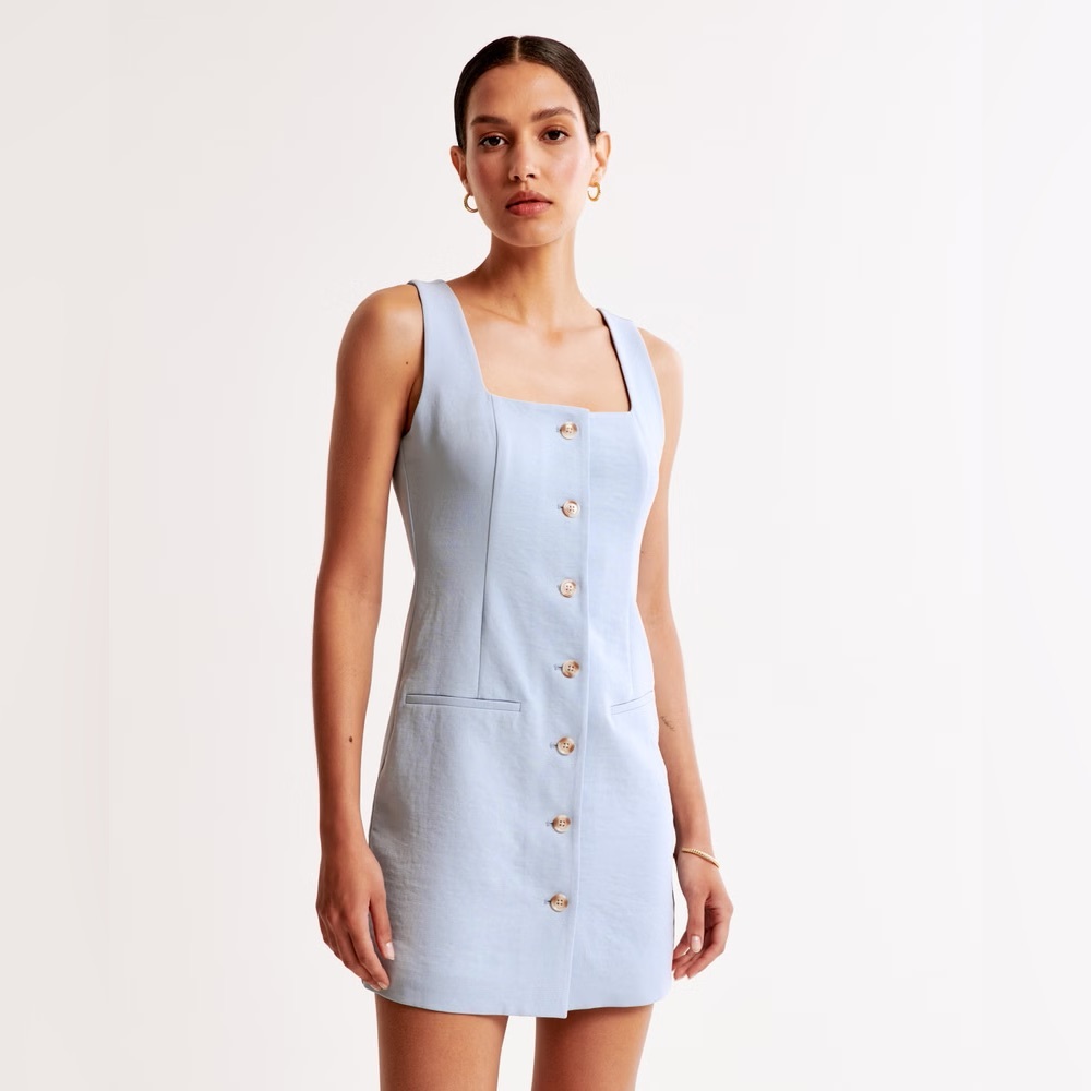 The A&F Mara Vest Blue Squareneck Mini Dress size:XSP - Picture 3 of 4